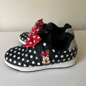 Disney Junior Minnie Mouse Black White Red Polka Dot Sneakers Size 11 Youth Girl